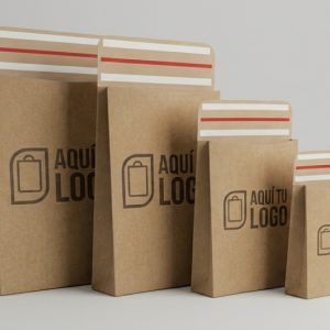 Sobre con fuelle y base papel fkrat con sinta de seguridad