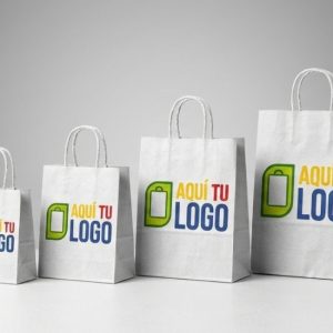 Bolsa papel bond con manija de papel trenzada