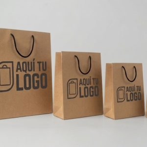 Bolsa de papel Kraft con manija de cordón