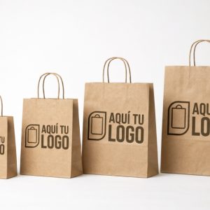Bolsa de papel Kraft con manija de papel trenzada