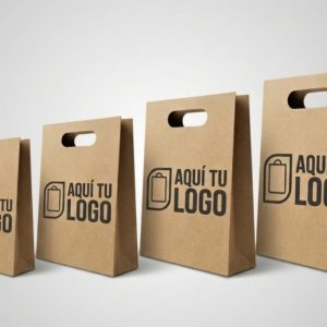 Bolsa papel Kraft  con manija troquelada